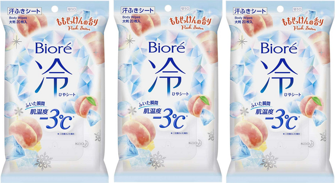 비오레 냉시트 복숭아 비누향 20매입, 3개