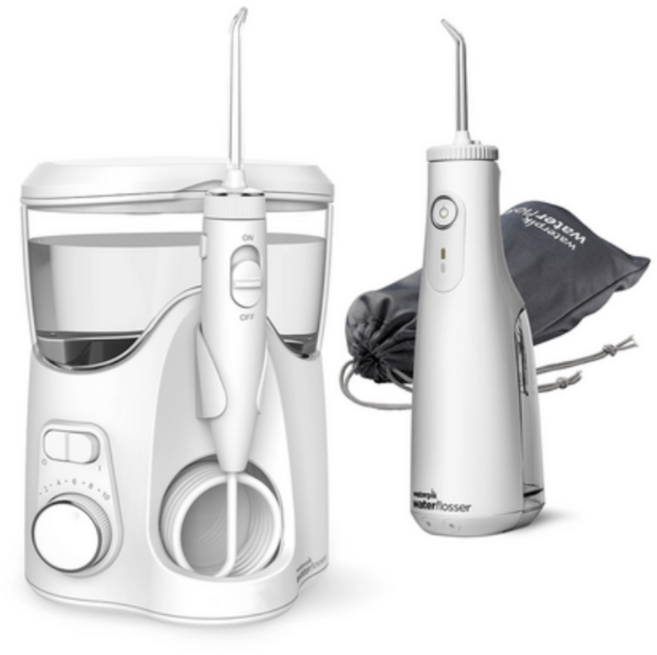 워터픽 뉴콤보팩 WP-150K+WF-10K (가정용+휴대용) 구강세정기 E 2개 세트, 화이트, WP-150K + WF10K