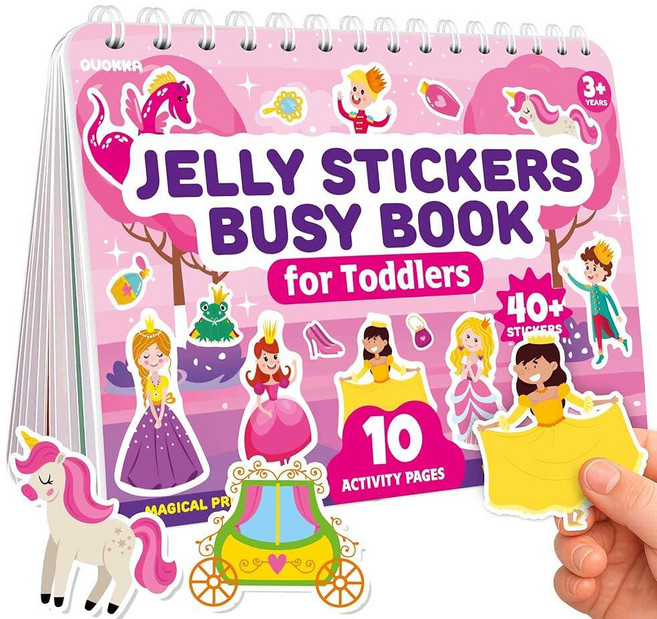 QUOKKA Jelly Sticker Books for Toddlers 1-3 10 Fairy Tale Themes Unicorn Princess Mermaid 40+ La, Fairy World