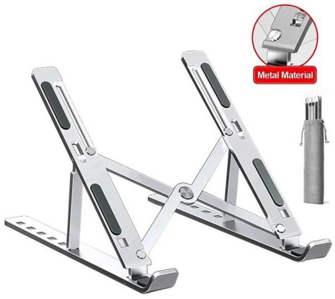 노트북스탠드 알루미늄 합금 거치대 조절 가능한 접이식 휴대용 컴퓨터 브래킷 리프팅 냉각 미끄럼 방지, 1) Silver, 1개