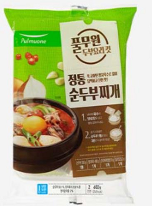 풀무원 간편국 밀키트 자취생 정통 순두부찌개 KIT 2인분(순두부350g) 602g, 1개