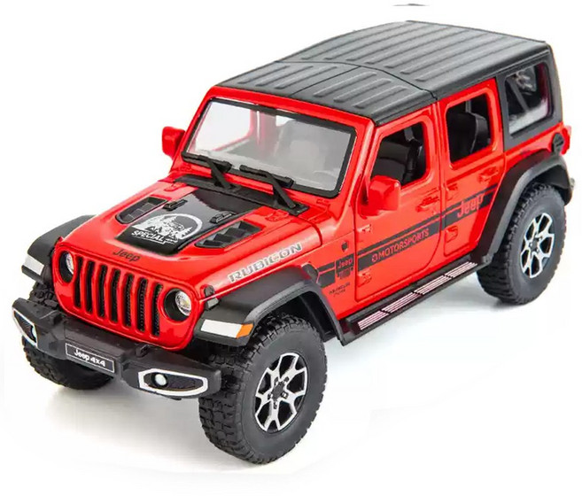 다이캐스트 금속 1:22 지프 랭글러 루비콘 합금 풀백 자동차 모형, 1개, 레드