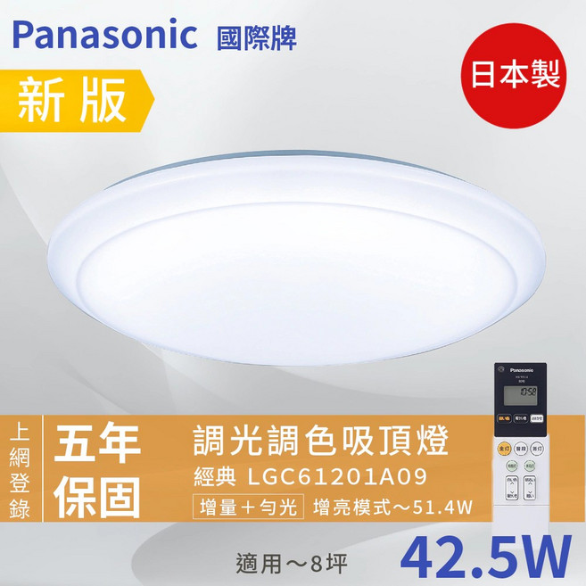 Panasonic國際牌 LED遙控可調色調光吸頂燈 LGC61201A09 贈全聯禮券300, LGC61201A09(8坪)