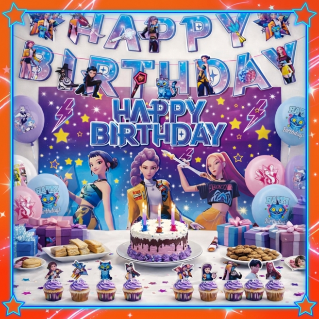 케이팝 데몬헌터스 생일 파티 10분 완성 세트, 1개, 올인원세트