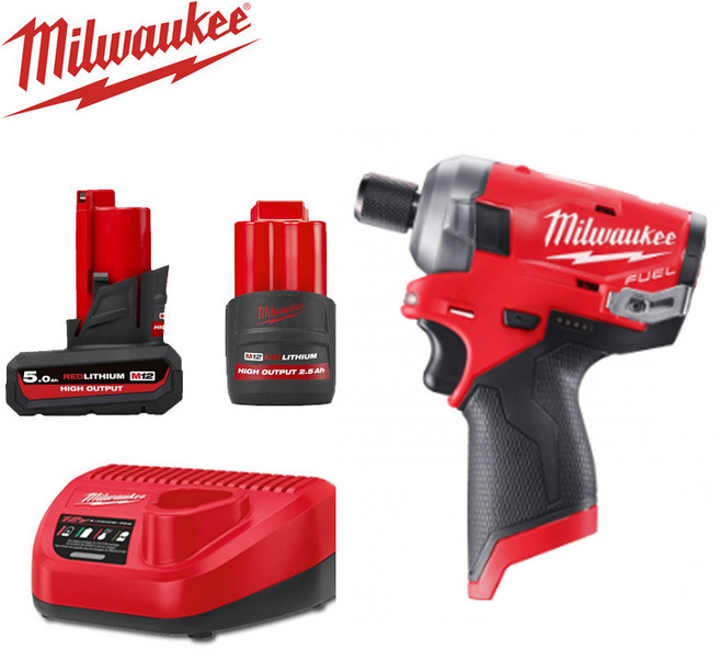 밀워키 M12 FQID-5252C / 12V / 5.0 + 2.5AH FUEL 오일펄스 임팩트 드라이버 본체1+배터리2+충전기1, 1개, 본품 + 추가배터리2개+충전기