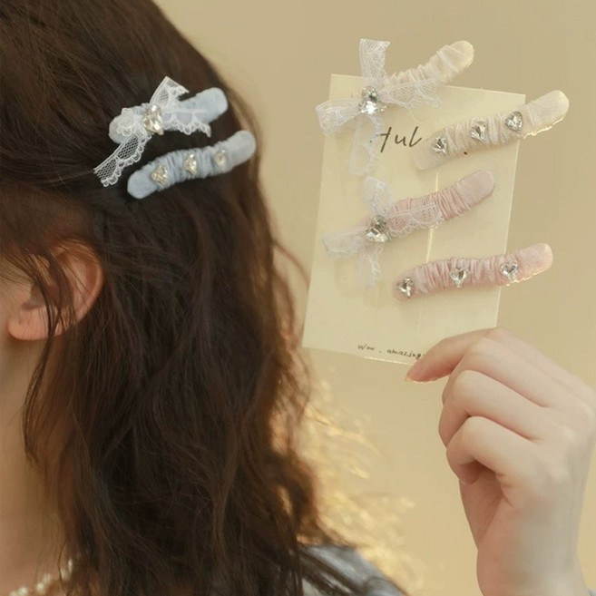 별라 여성 크리스탈 헤어집게핀 6개 옆머리 앞머리 고정 일자핀
