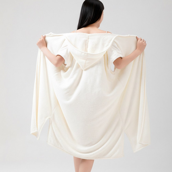 부드러운 여성 가운 목욕 타월 헤어 타올+ 원피스, 흰색