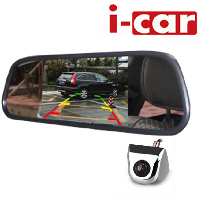 아이카 풀세트 후방카메라 후방모니터, 4.3인치 룸미러 후진 자동 풀세트 블랙카메라 6M