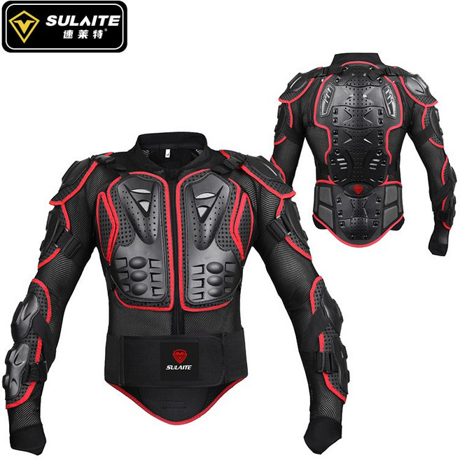 오토바이 보호대 바이크 전신 보호장비 사이클링 갑옷 안전 보호 장비 상체 하체 세트, D. 검정과 빨강 상의, 1개
