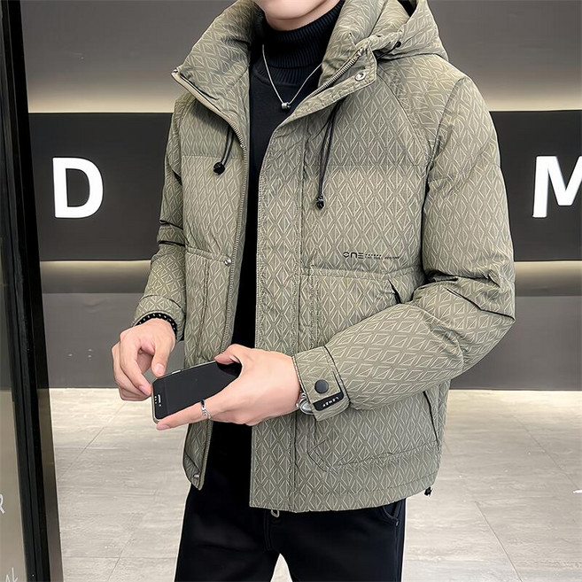 潮流連帽加厚羽絨外套 男士短款冬季防風保暖