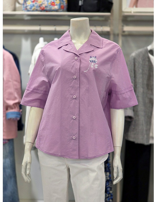 크로커다일레이디 플라워 카라 풀오픈 셔츠형 블라우스 CLEMBL127