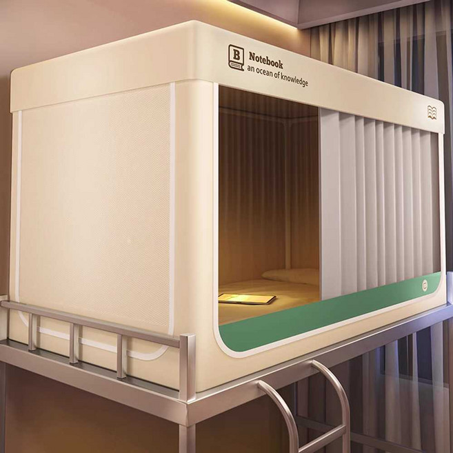 수면캡슐 호텔 도미토리 게스트하우스 캡슐침대 원룸 벙커 이층침대 게스트룸, 하단침대(1문)4면커튼 책