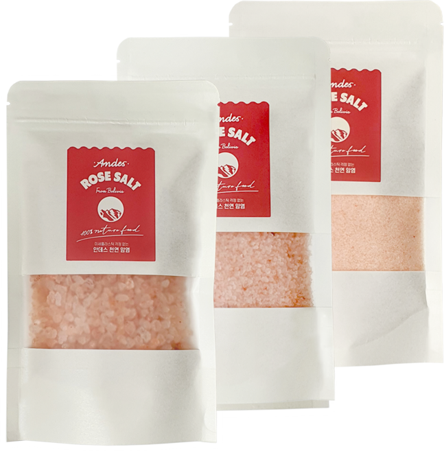 로즈솔트 자연에서 얻은 프리미엄 소금 100% 안데스 천연암염 리필용 300g 캠핑소금 소금빵 참치회 바비큐 양갈비 생선구이, 로즈솔트#2_중간소금, 1개