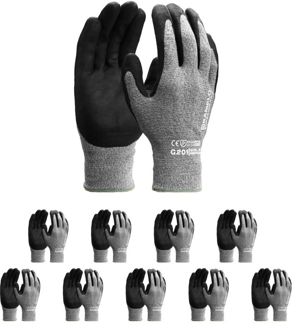 카멜로 NBR 그립 코팅 작업장갑 G201, 그레이, 10세트