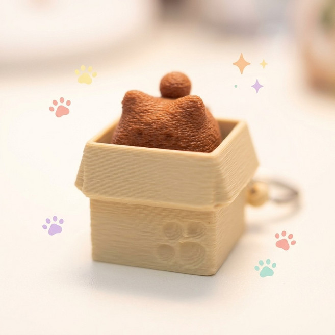 망충한 박스 냥이 키캡 클리커 키링 피젯토이 망충공방, 1개, 갈색냥이