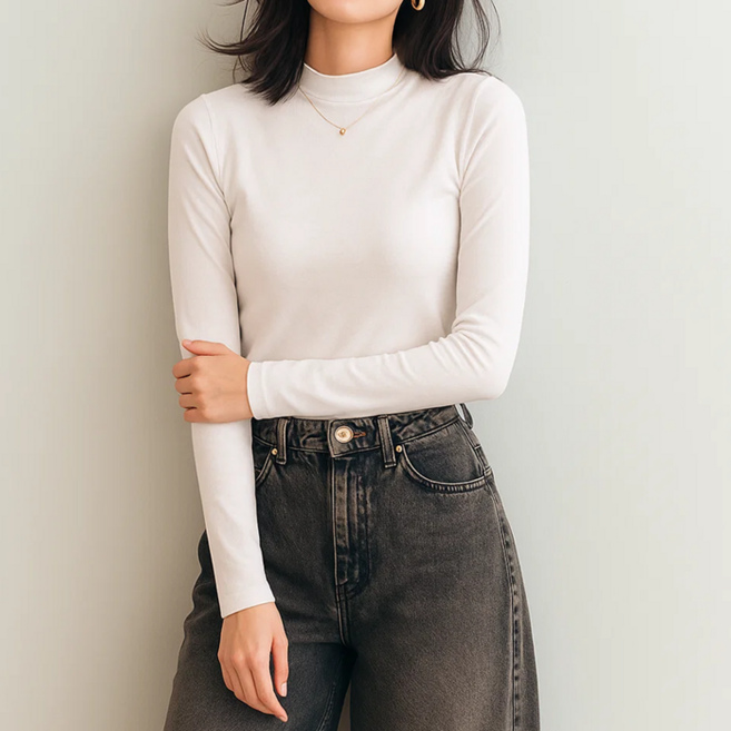 데일로엔 여자 가을 니트 반목 목폴라 긴팔 티셔츠