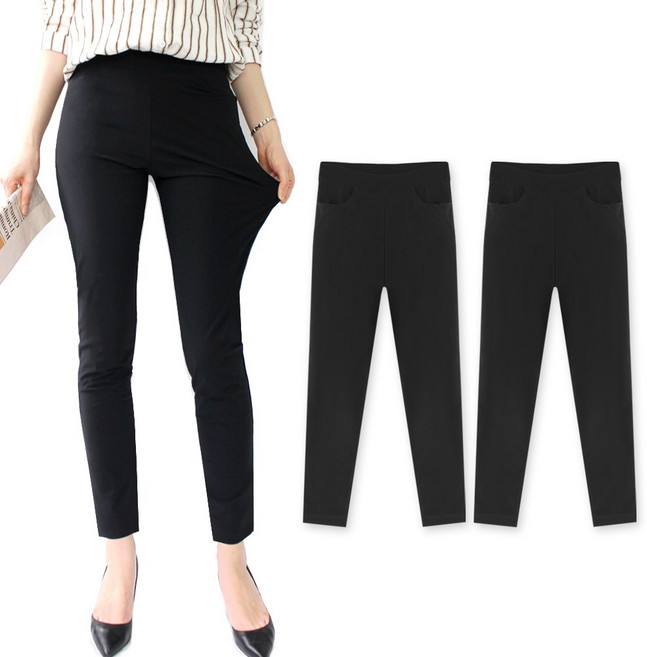 지오벤투 1+1 여름바지 S - XXXL 여성 아이스 스판바지 빅사이즈 벤츄리 밴딩팬츠