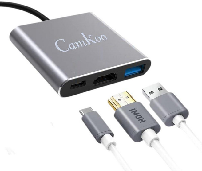 CAMKOO USB C to HDMI C USB3.0 어댑터 트리플 디스플레이 어댑터 허브 HDMI 포함 도킹 스테이션 4K @60hz 노트북용 HP 델 서피스 레노버, CAMKOO USB C to HDMI, C, USB3., 1개