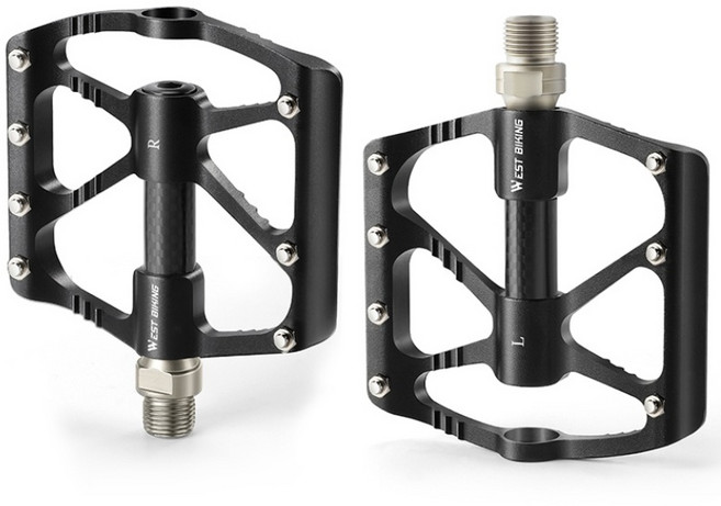 시그니처베이지 자전거 3베어링 카본 페달 평페달 YPZ123, 1개, 블랙