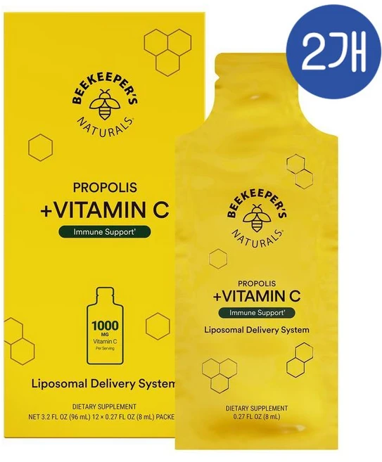 비키퍼스 프로폴리스 리포좀 내추럴 비타민C 1000mg 액상(8mlx12포입) BEEKEEPERS NATURALS Propolis Liposomal Vitamin C, 2개 - 쿠팡