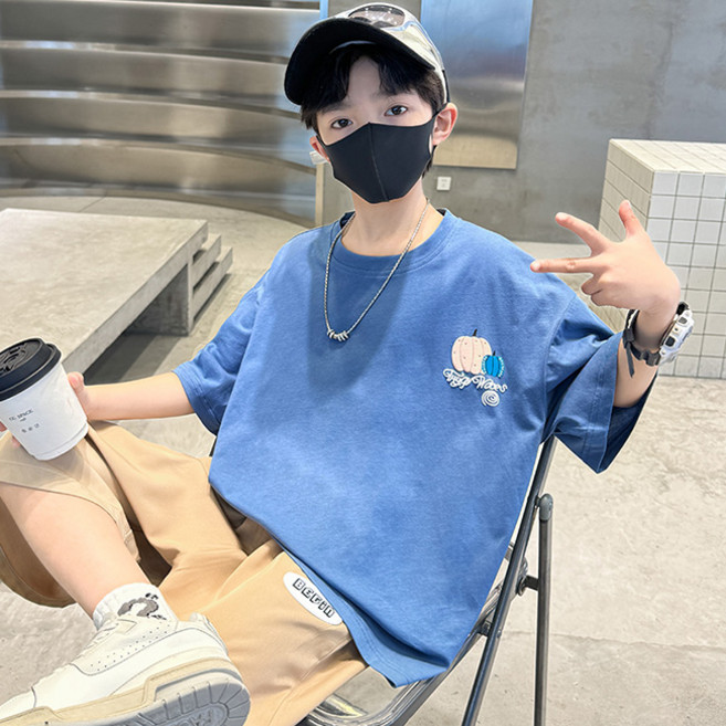 비비키드 벤 남아 여름 호박 일러스트 상하복 주니어 세트 초중생 반팔티 초등생 반바지 세트 (8029)