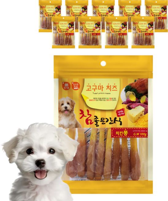 참좋은간식 고구마치즈 강아지 말랑 영양간식, 치킨봉맛, 100g, 10개