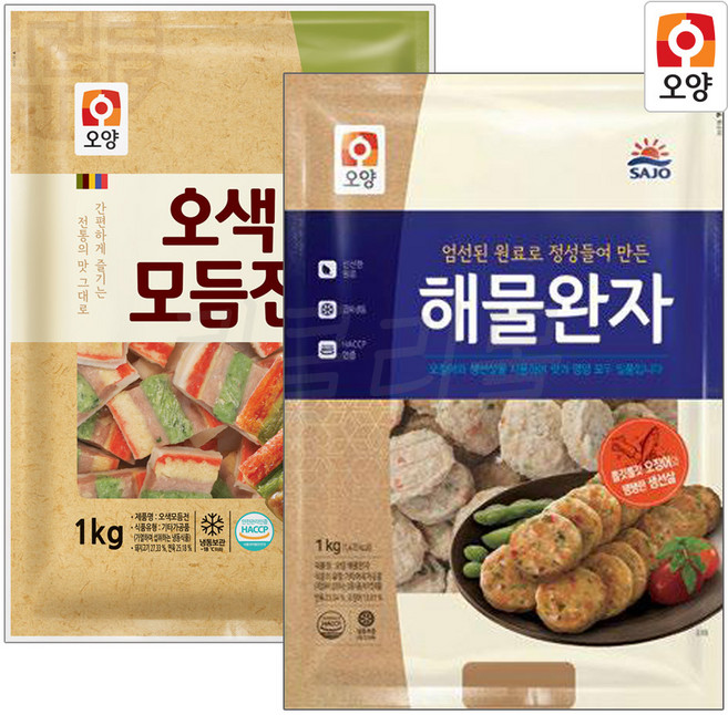[퀴클리몰] 사조오양 해물완자 1kg + 사조오양 오색 모듬전 1kg (20g), 2개