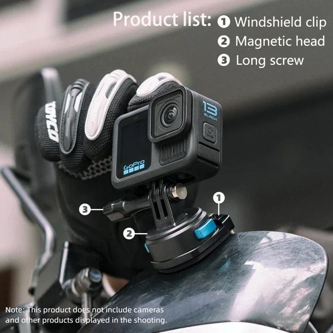 호환마그네틱 퀵 릴리스 액션 카메라 오토바이 앞 유리 클램프 홀더 Gopro 13 12 Insta360 DJI 액세서리 Vl, 01 S16 Magnetic Clip