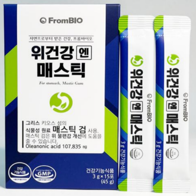 위건강엔 매스틱 3g 15포 불규칙한 식습관 잦은 회식등으로 더부룩한 속 개선, 45g, 1개