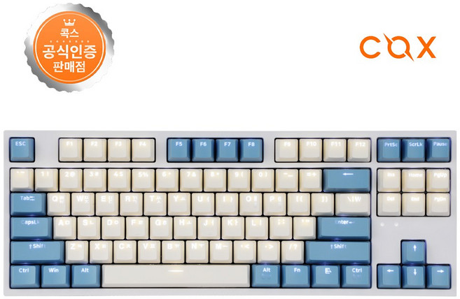 COX 게이트론 LED 게이밍 기계식 키보드 황축, 크림 블루, (COX 정품) CK87, 갈축