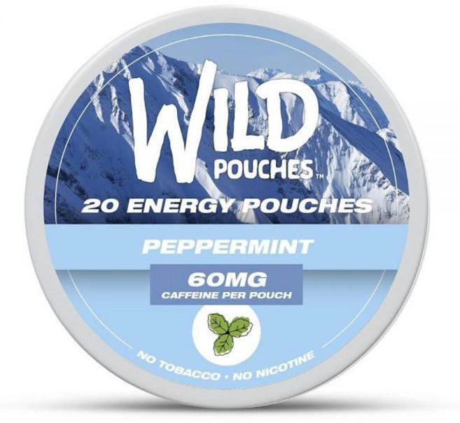 Wild 20 x 60mg Caffeine Pouches Nicotine Free Peppermint Can, Wild 20 x 60mg Caffeine Pouche, 8.5g, 1