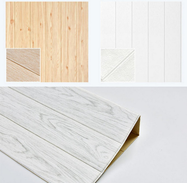 쿠션 나무 무늬 단열 폼 블록 70x70cm 붙이는 시트지 접착 벽지, 나무결 그레이