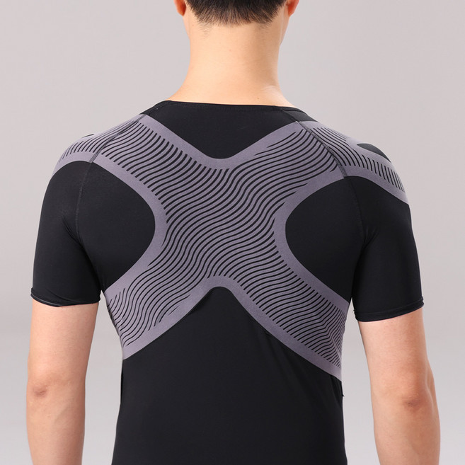 테이핑테크 바른자세 테이핑웨어 남성용 어깨 허리 밴드 라운드숄더 굽은등 완화 자세교정 보조 헬스 이너웨어