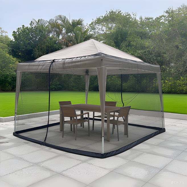 캐노피 천막 모기장 야외용 캠핑 텐트모기장 몽골 접이식 그늘막 파라솔 4면 방충망 3mx3m ( 천막 미포함 ), 블랙