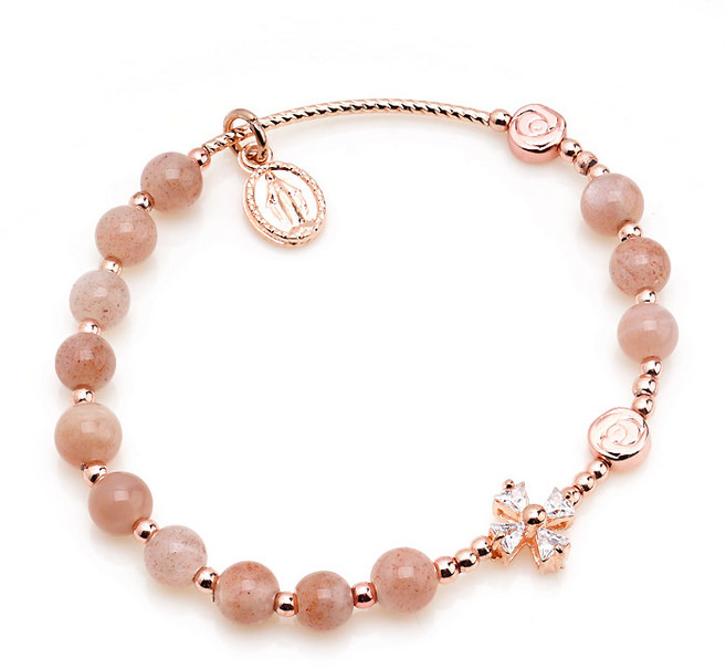 1단 묵주팔찌 문스톤6mm 천주교 성물