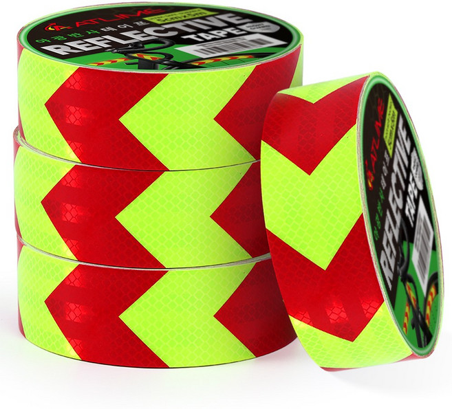 아뜰라임 야간 안전 방수 야광 벌집무늬 반사 테이프 5cm x 5m, 형광레드, 4개