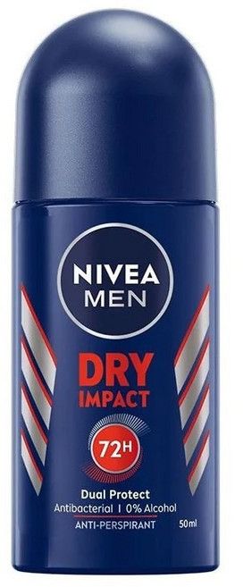 NIVEA MEN 妮維雅男士止汗爽身乳液 Dry Impact Silver Protect 50ML, 1個, Dry Impact 72h深藍色
