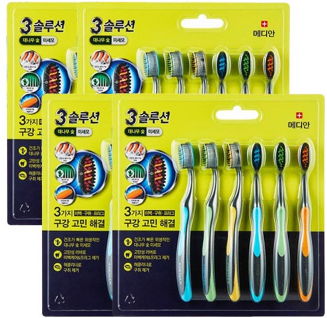 메디안 트리플솔루션 미세모 칫솔 6입, 6개입, 4개