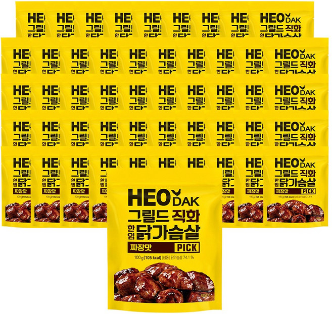 허닭 PICK 그릴드 직화 한입 닭가슴살 짜장맛, 50개, 100g