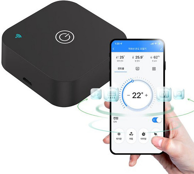 이노스 LG 삼성 위니아 캐리어 에어컨 냉난방 제어기 양방향 모바일리모컨 IoT102 온습도 원격온도조절, 1개