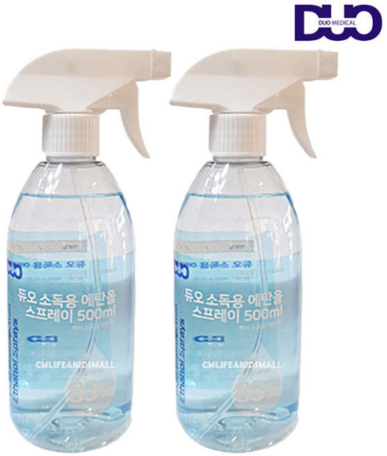 듀오 소독용 에탄올 스프레이 500ml 손소독, 2개