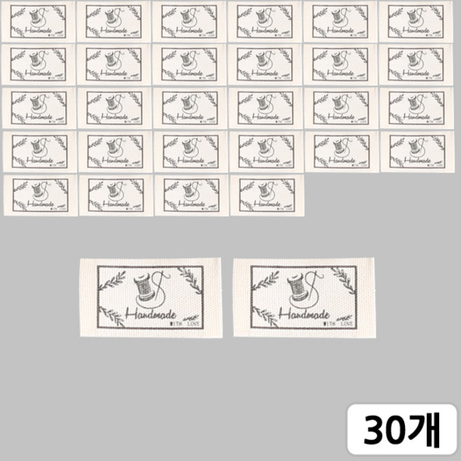 [모핸] 핸드메이드 면라벨, 30개, 소잉-사각테두리