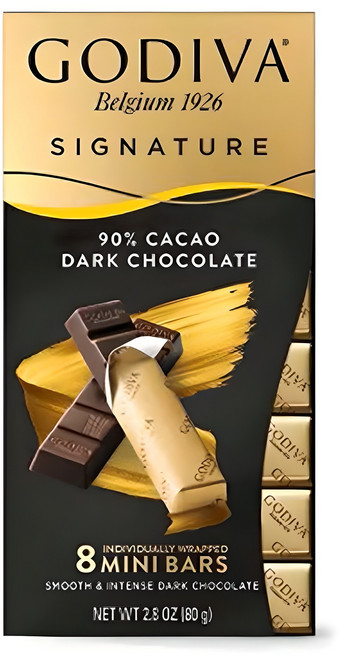 고디바 시그니쳐 90% 코코아 다크 초콜릿 미니바, 80g, 1개