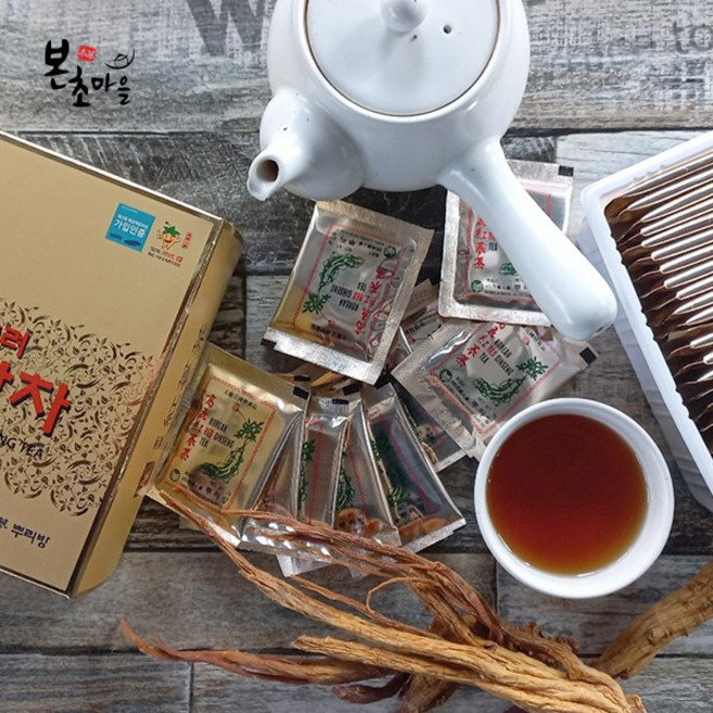 [본초마을] 홍삼차 고려홍삼차 고려홍삼 홍삼가루 홍삼정 건삼 진생차 홍삼, 3g, 50개입, 1박스
