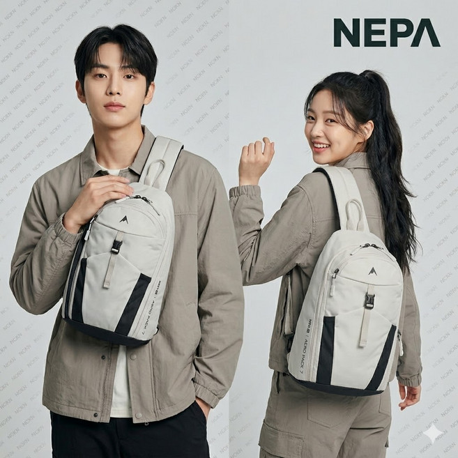 네파 남여공용 2가지 심플한 칼라로 어꺠끈에 핸드폰수납이 가능한 주머니가 있는 등산또는 스포츠활동에 활용하기 좋은 슬링백_7LE7503ALL_GS