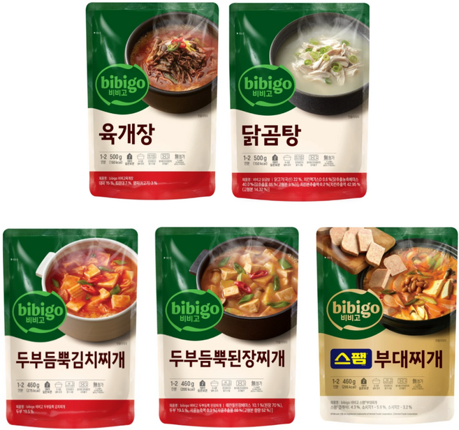 cj 비비고(두부김치찌개+된장찌개+부대찌개+닭곰탕+육개장)5종혼합, 3세트