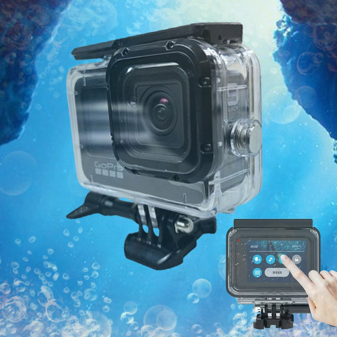 호환 고프로 히어로 13 12 11 10 9 방수케이스 방수하우징 다이빙커버 50m 터치가능, 1개, 고프로 13 12 11 10 9 호환 방수케이스