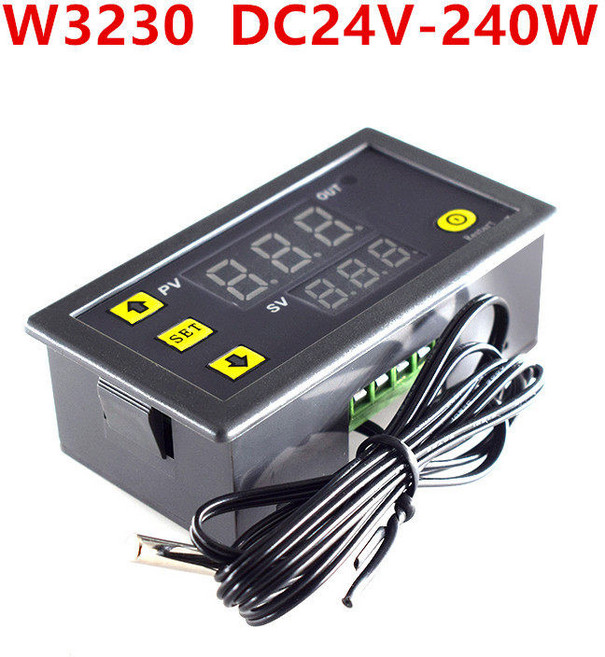 디지털온도컨트롤러 항온 제어 센서 연동 온도 조절기 고정밀 소형 스위치 각방용 원격 호환, 2개, W3230 DC24V 리튬 배터리