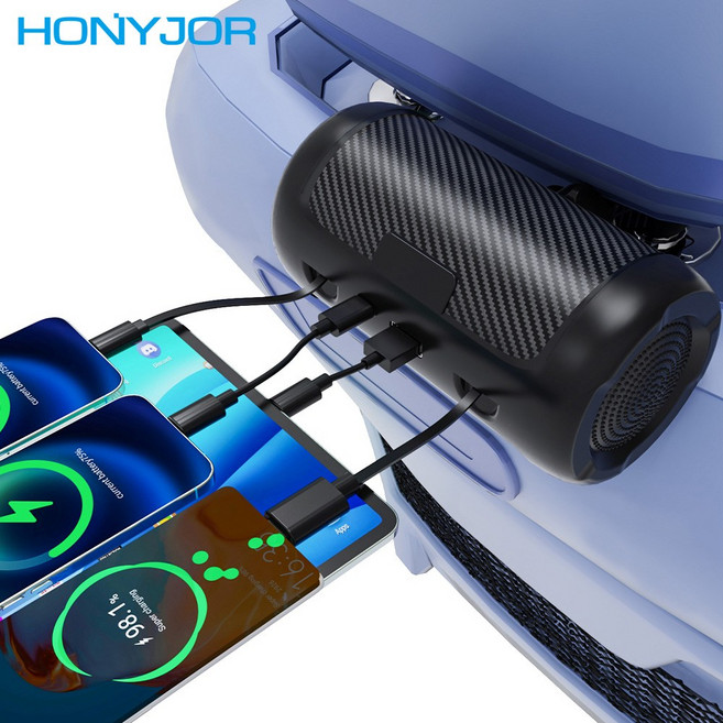 Honyjor 4in1 차량용 헤드레스트 충전기 다기능 급속 충전기 시가 라이터, 1개, 블랙