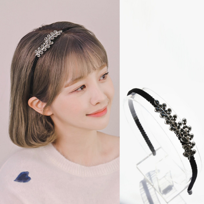 MISS21 다이얼 큐빅 리프 장식 머리띠 헤어밴드 (hb1328)